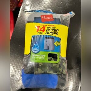 NIP NEW Boys Hanes boxer briefs‎ blue grey gray green camo XL 18-20